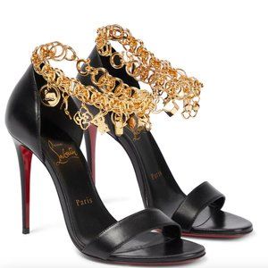 NEW! CHRISTIAN LOUBOUTIN Gourmi 100 embellished leather sandals SIZE 8